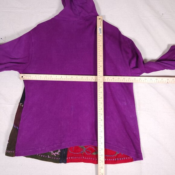 Rising Tide Purple Patchwork Embroidered Zip Up Jacket Hoodie Womens 1X Boho - Picture 8 of 13